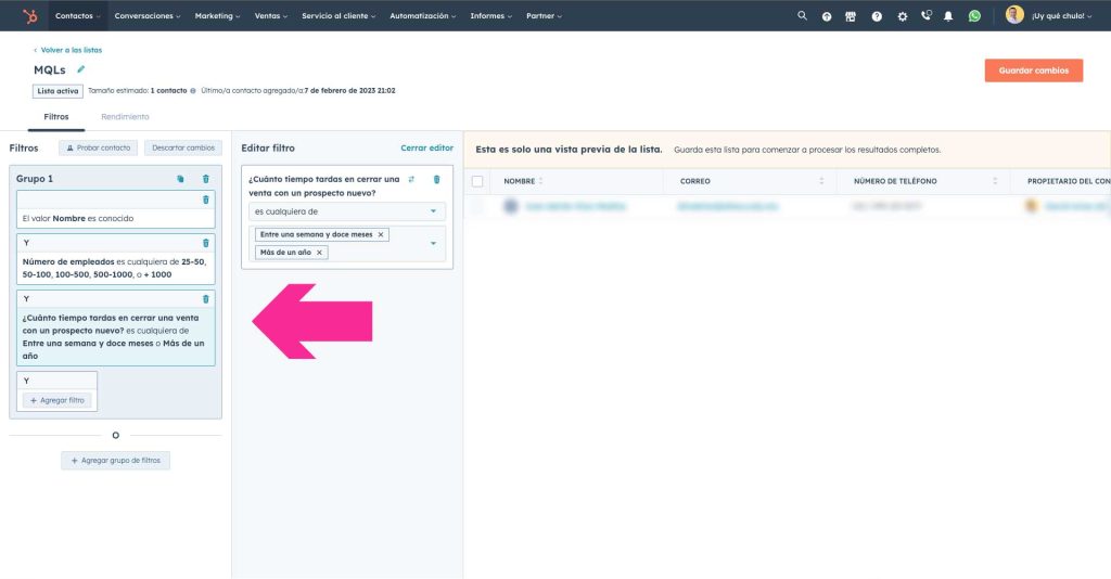 Segmentación de Etapas del Ciclo de Vida por medio de Listas Activas en HubSpot